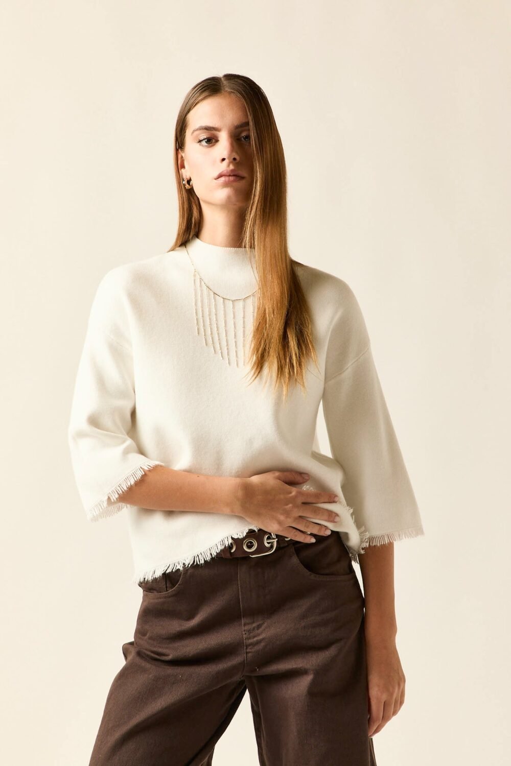 Jersey corto flecos blanco