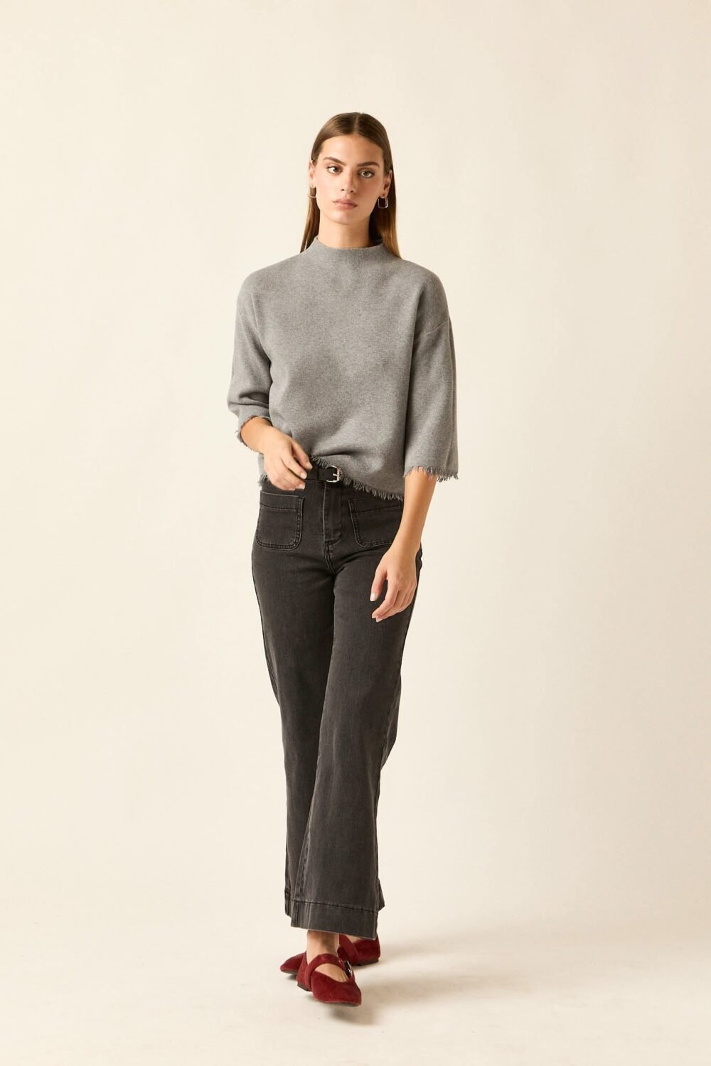 Jersey corto flecos gris