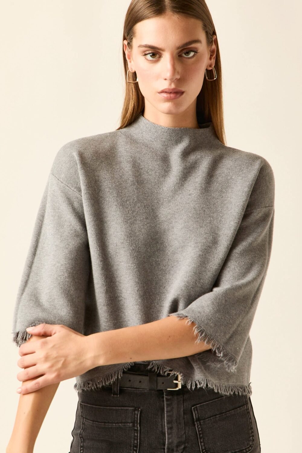 Jersey corto flecos gris