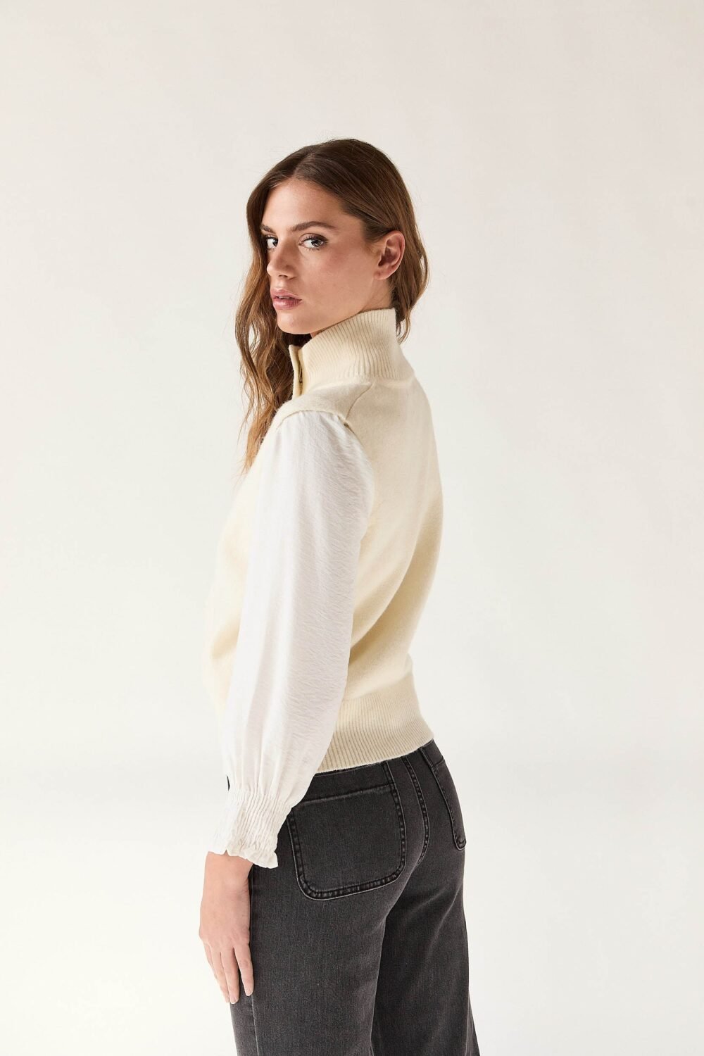 Vest punto cremallera crudo