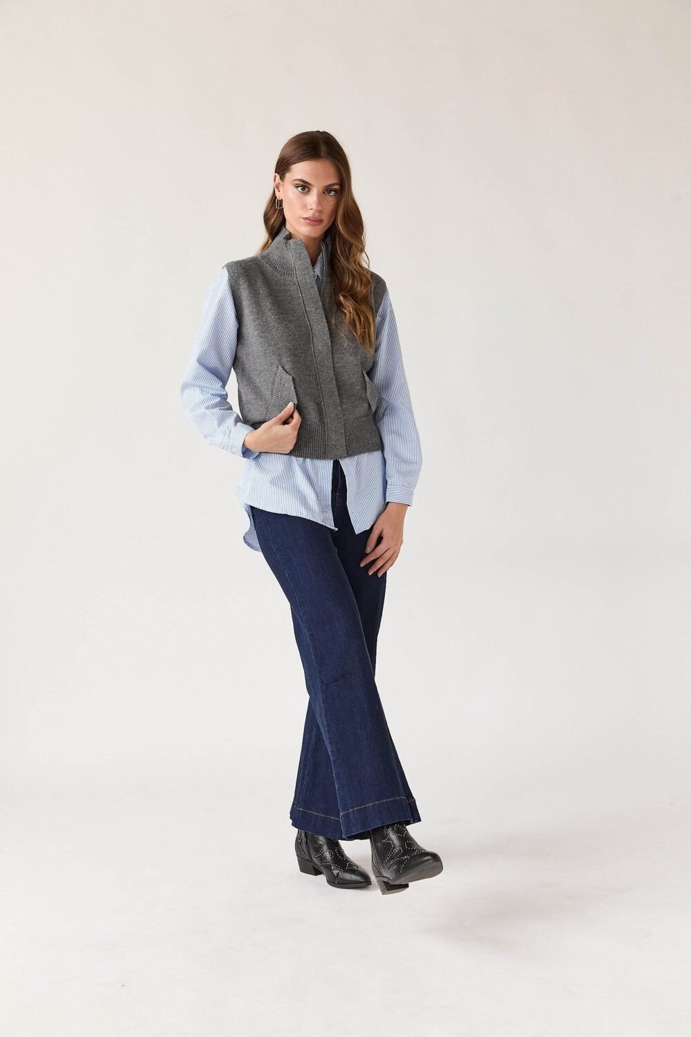 Vest punto cremallera gris