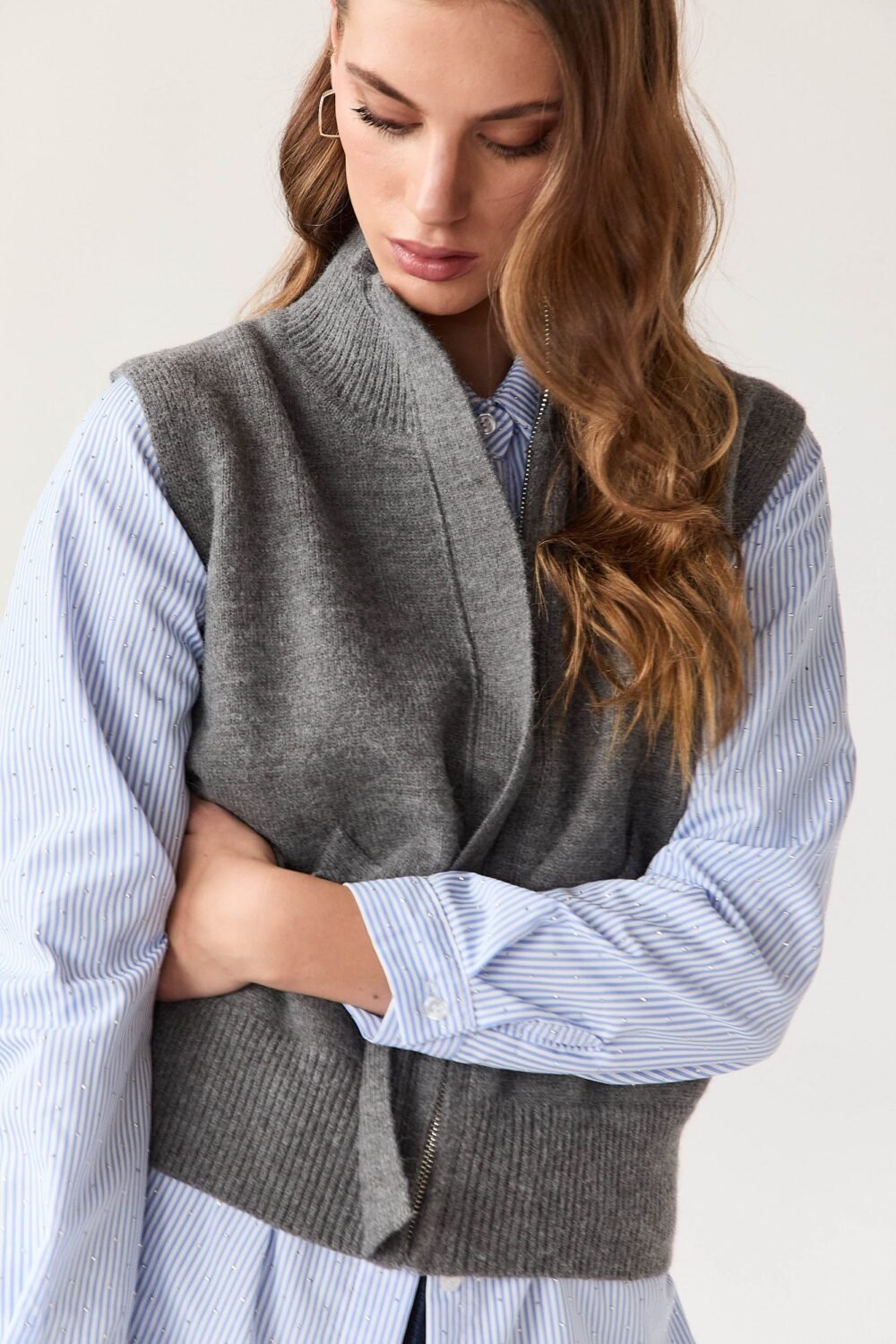 Vest punto cremallera gris