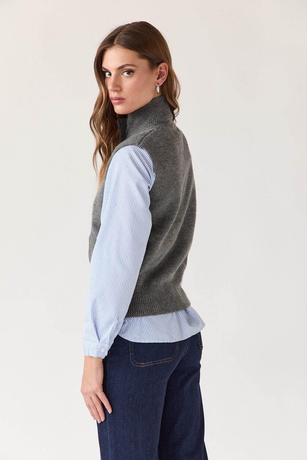 Vest punto cremallera gris