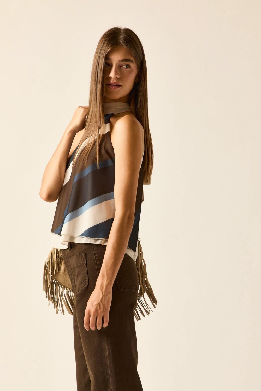 Jeans pockets marrón dos botones