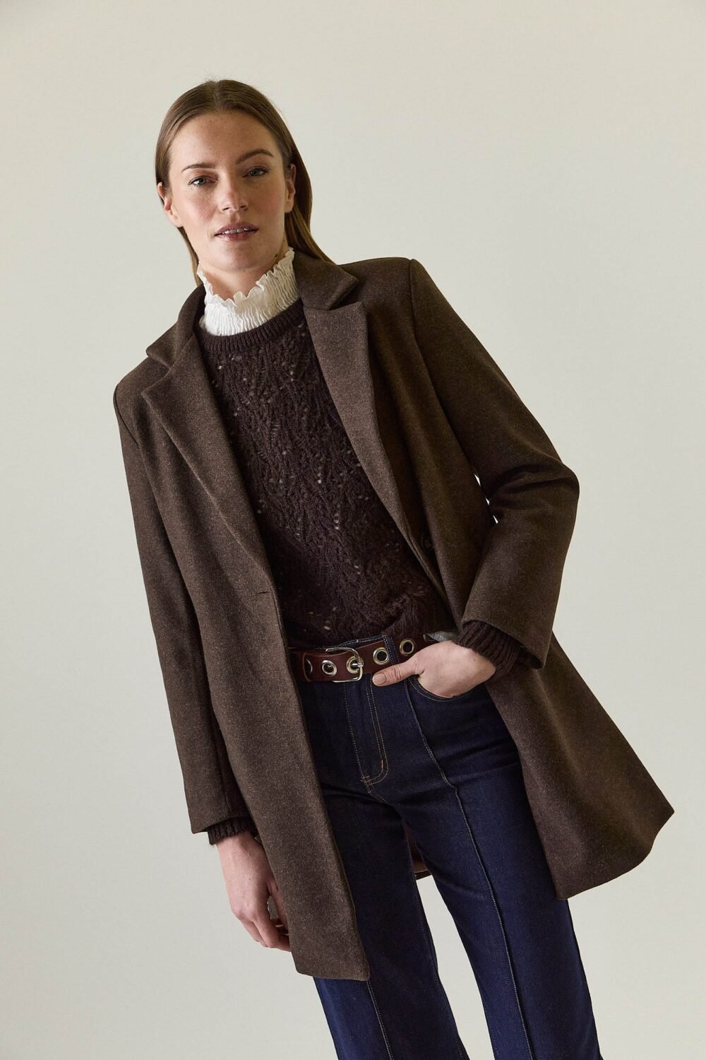 Shelter de paño un botón marrón