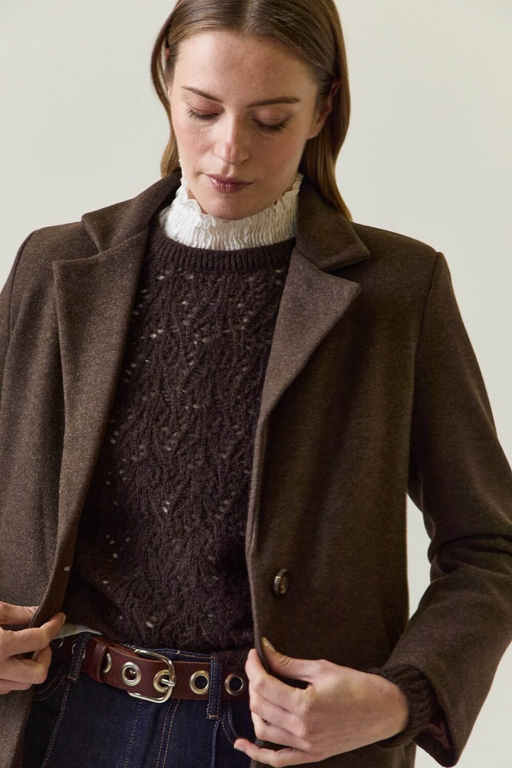 Shelter de paño un botón marrón