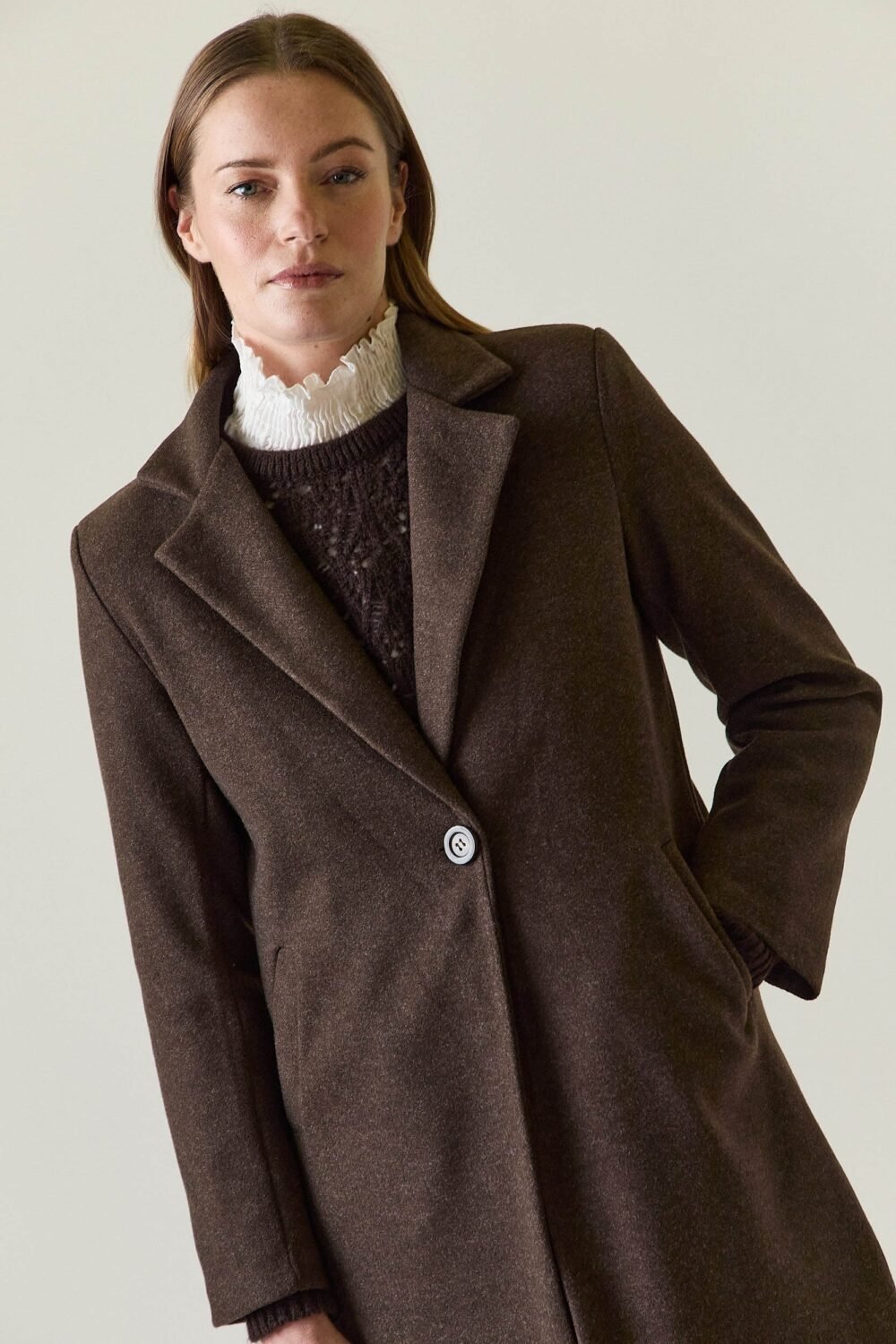 Shelter de paño un botón marrón