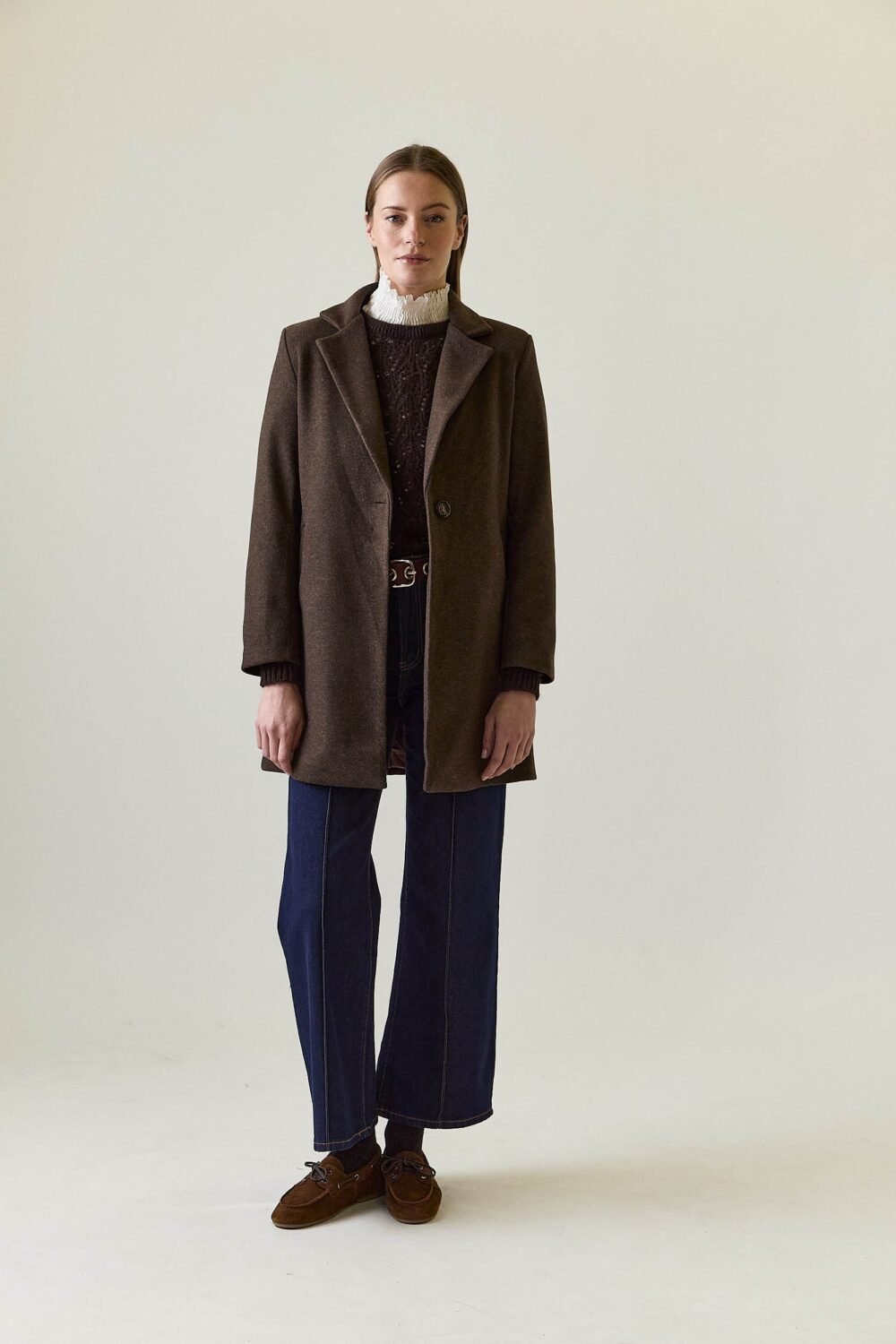 Shelter de paño un botón marrón