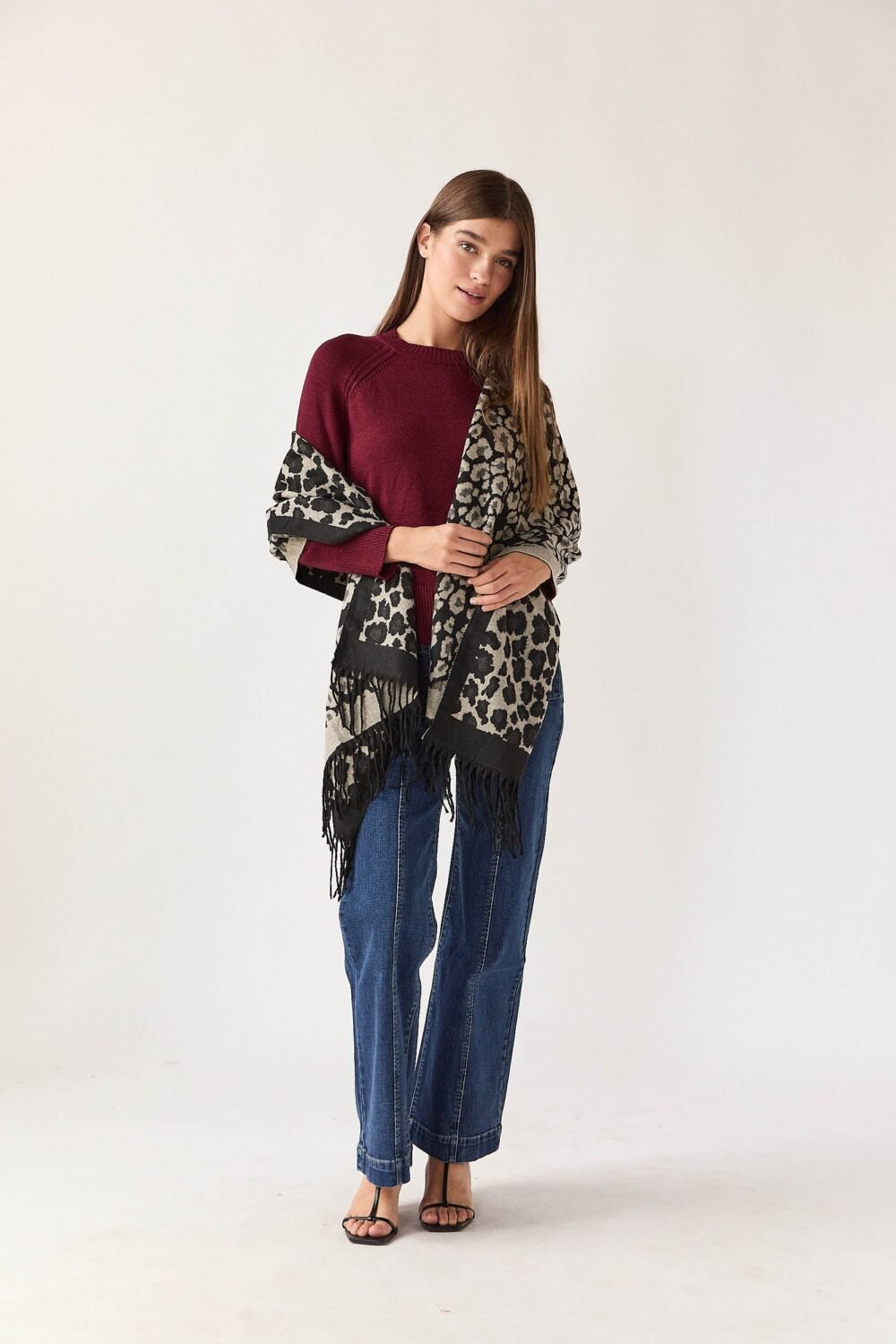 Bufanda animal print negro