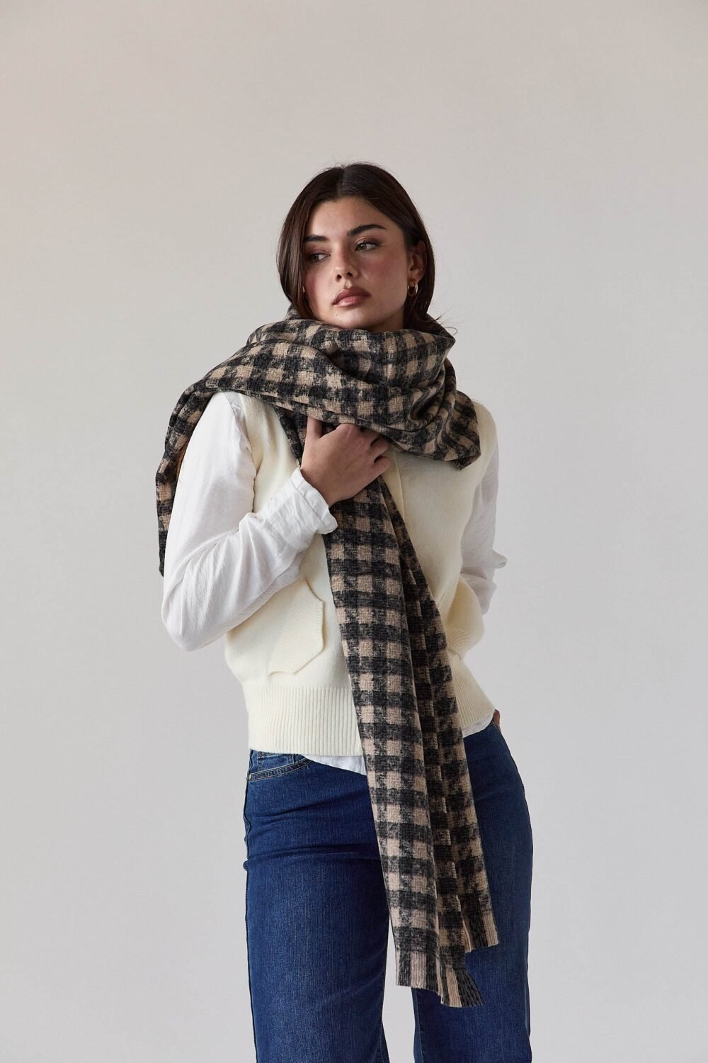 Bufanda pata de gallo Gris