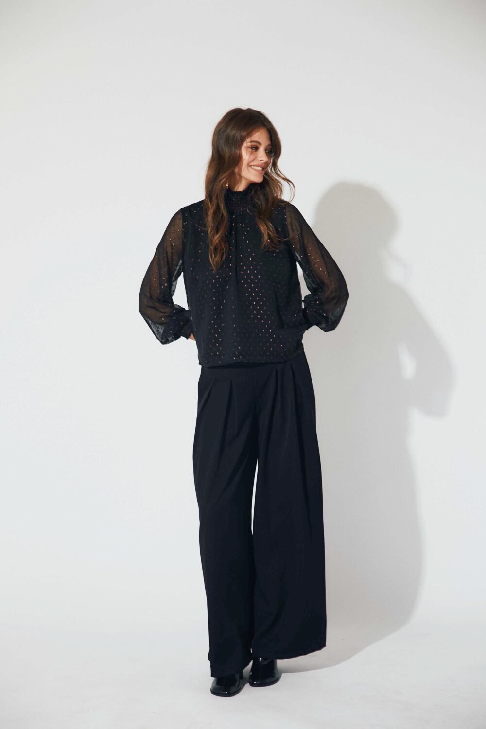 Blusa gasa lurex negro