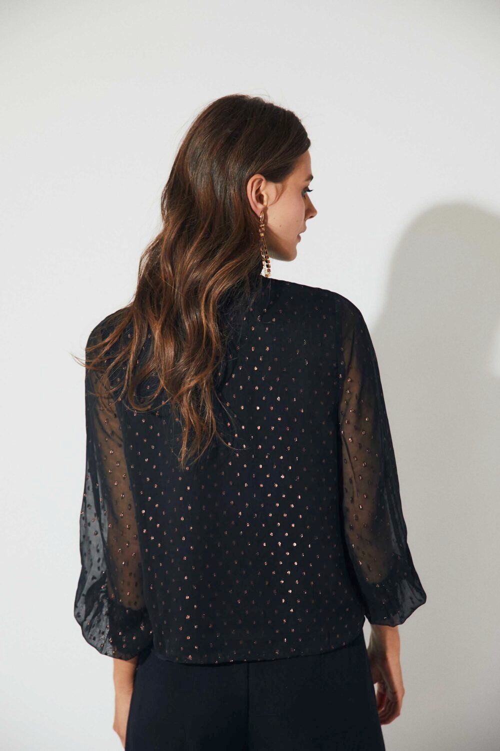 Blusa gasa lurex negro