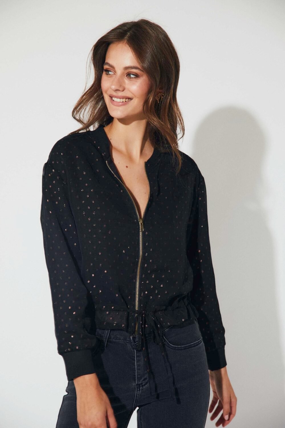 Bomber gasa lurex negro