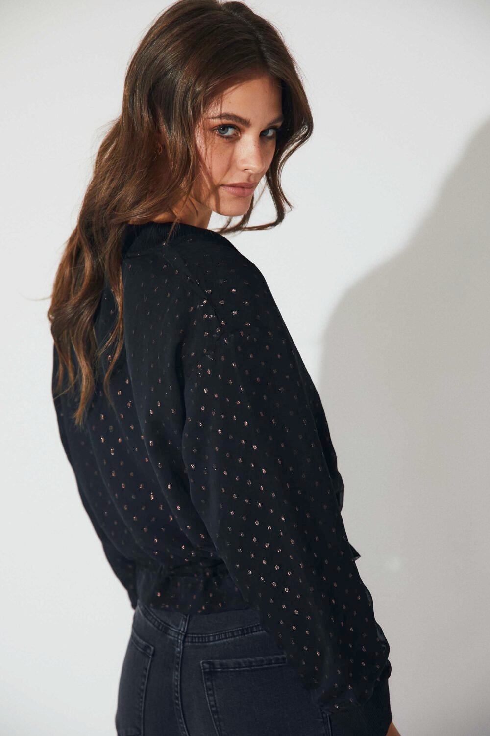 Bomber gasa lurex negro