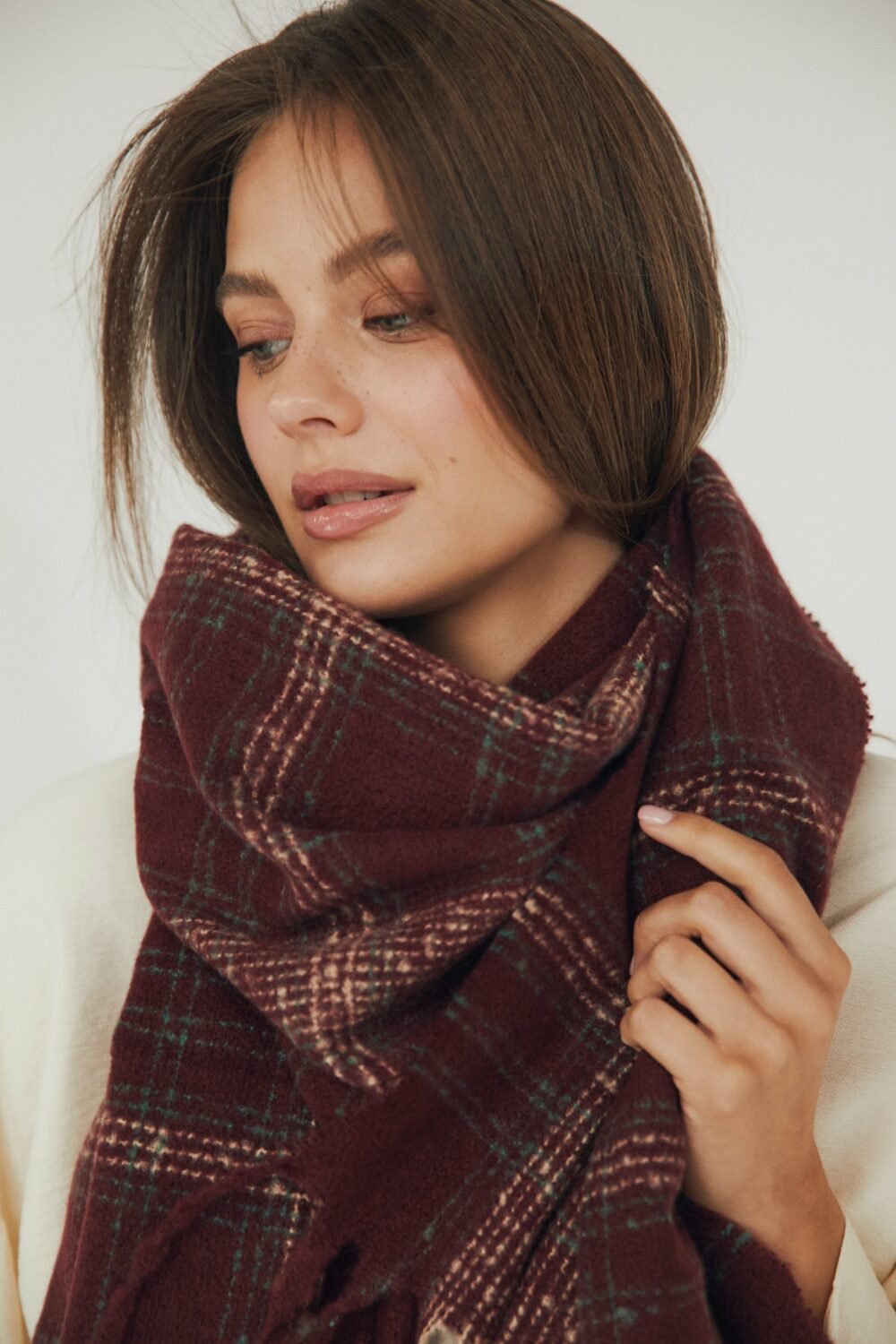 Bufanda cuadros burdeos