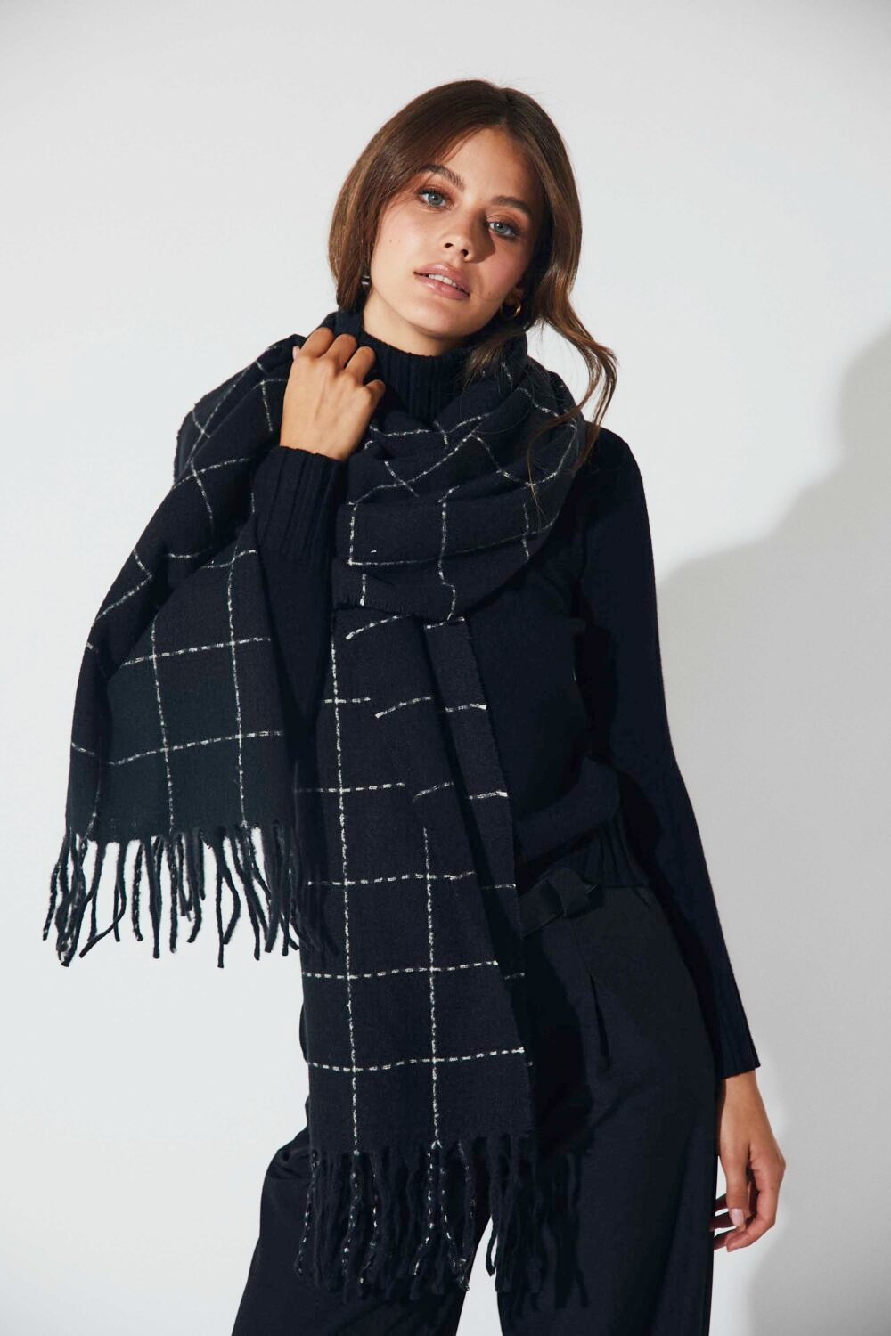 Bufanda básica cuadros Gris