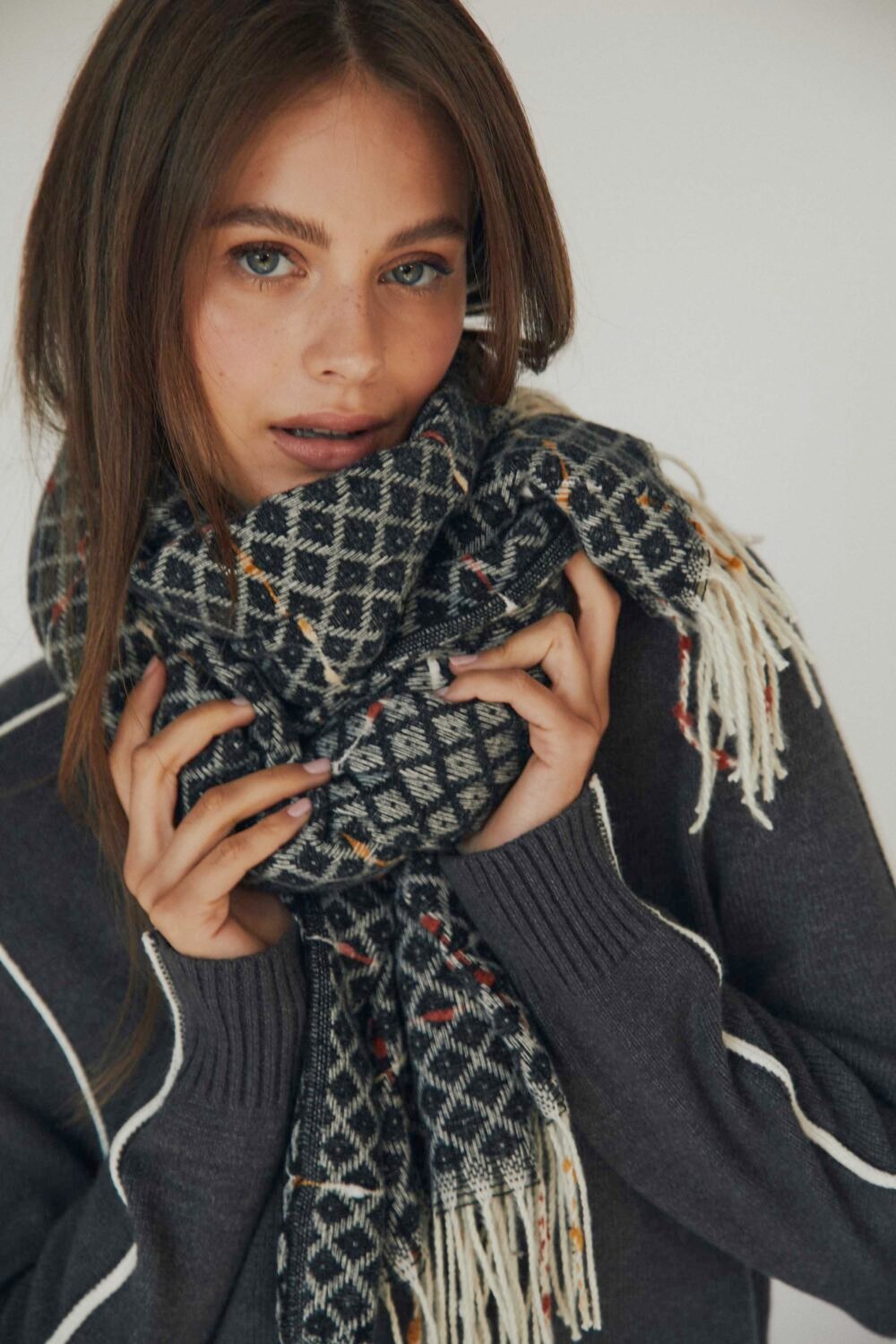Bufanda rombos Gris