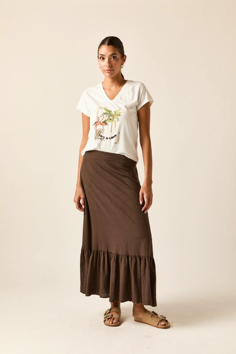 Camiseta manga corta flamencos blanco