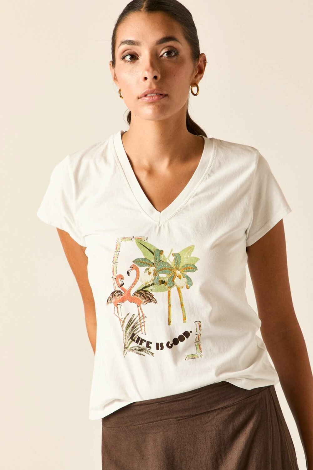 Camiseta manga corta flamencos blanco