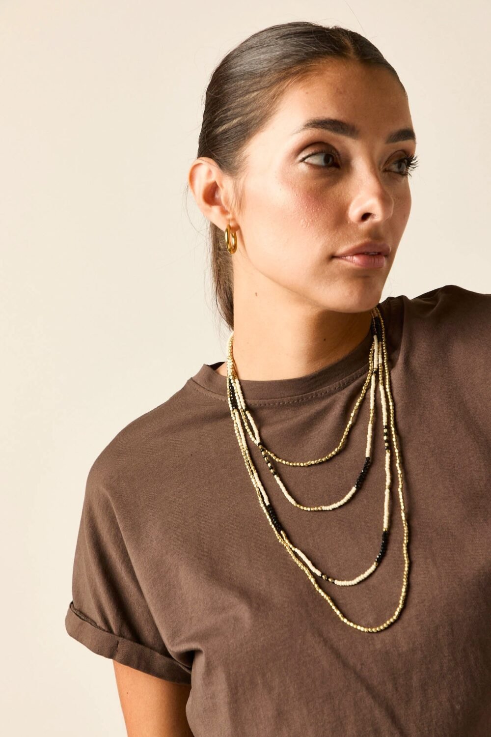 Camiseta manga corta lisa marrón