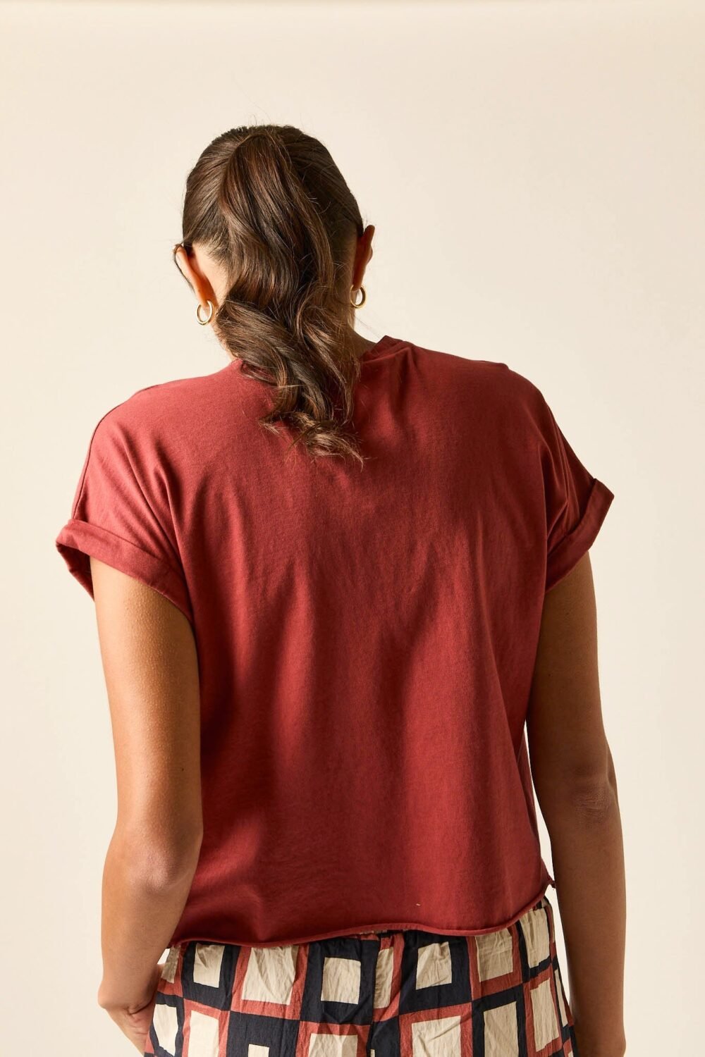 Camiseta manga corta lisa teja