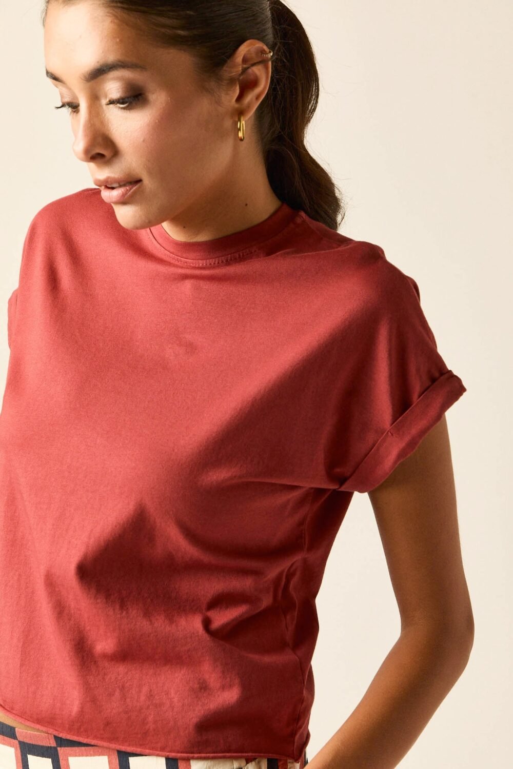 Camiseta manga corta lisa teja