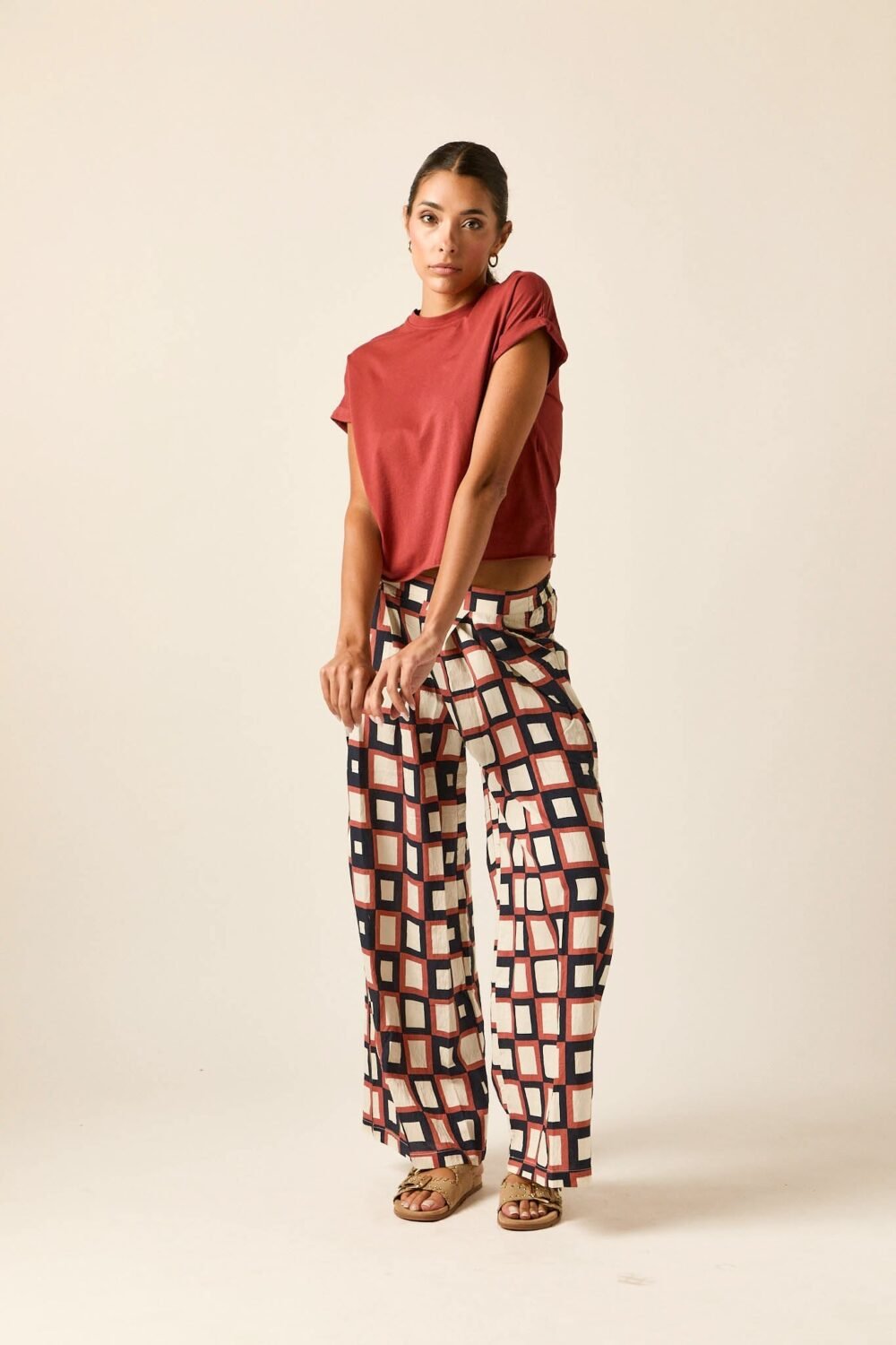 Camiseta manga corta lisa teja