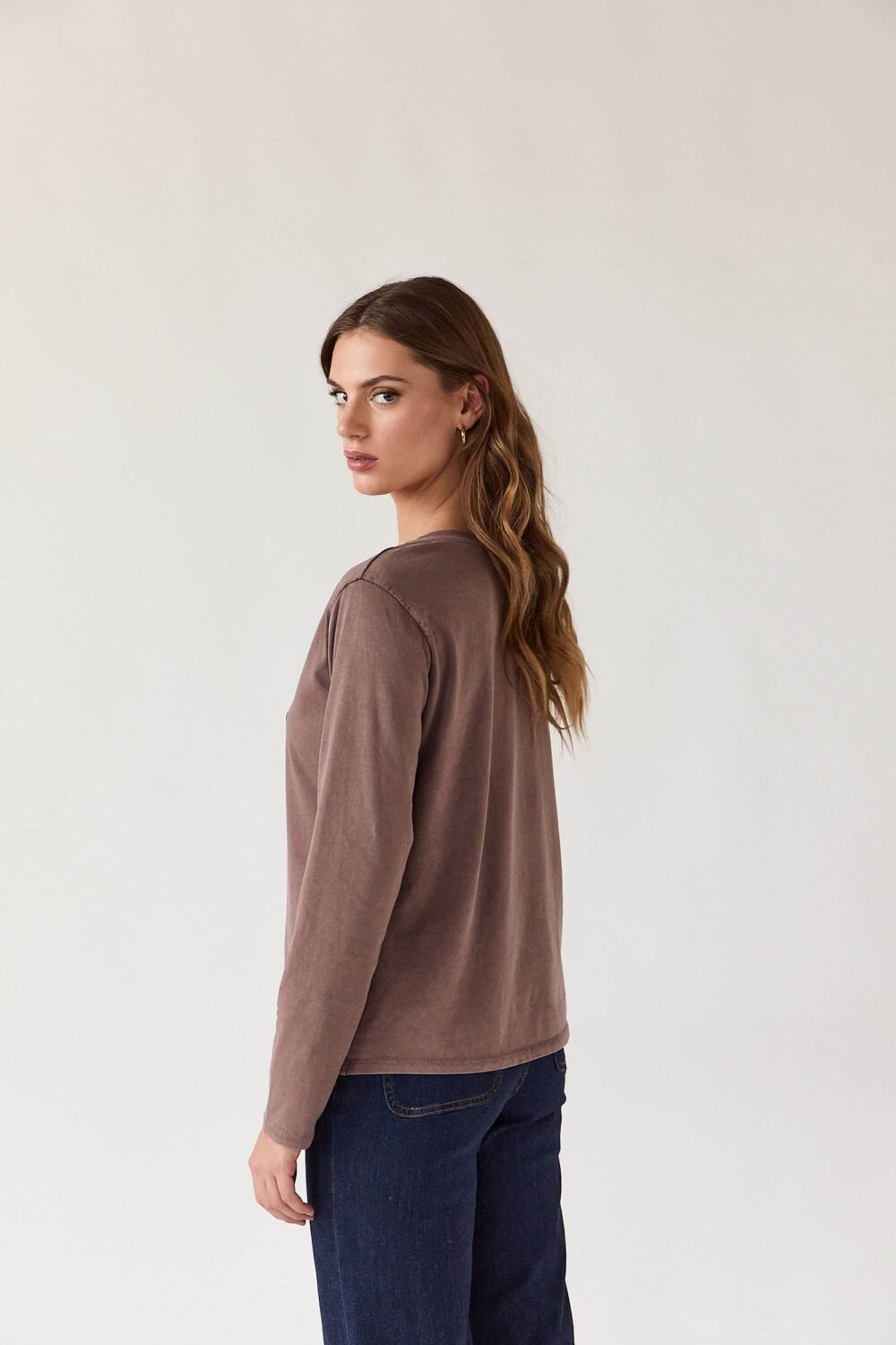 Camiseta estrella manga larga marrón