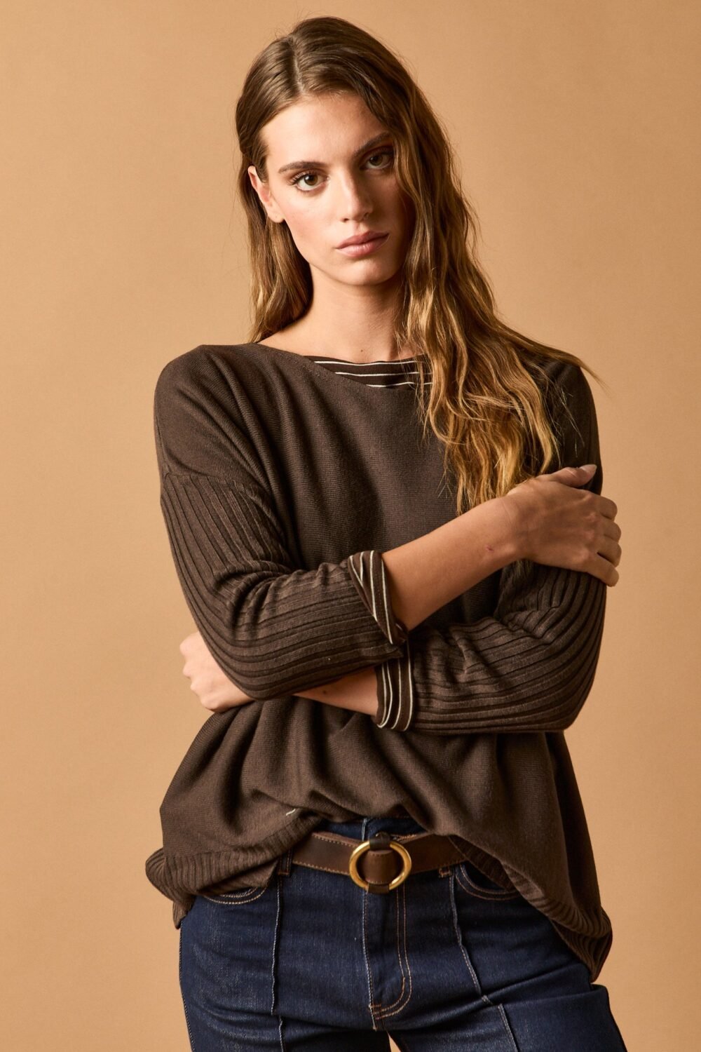 Jersey manga canale marrón