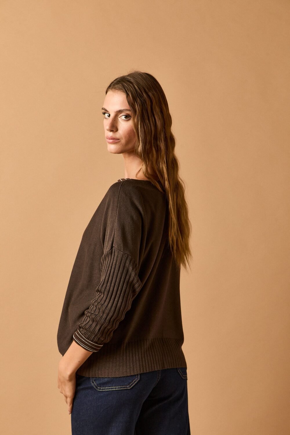 Jersey manga canale marrón
