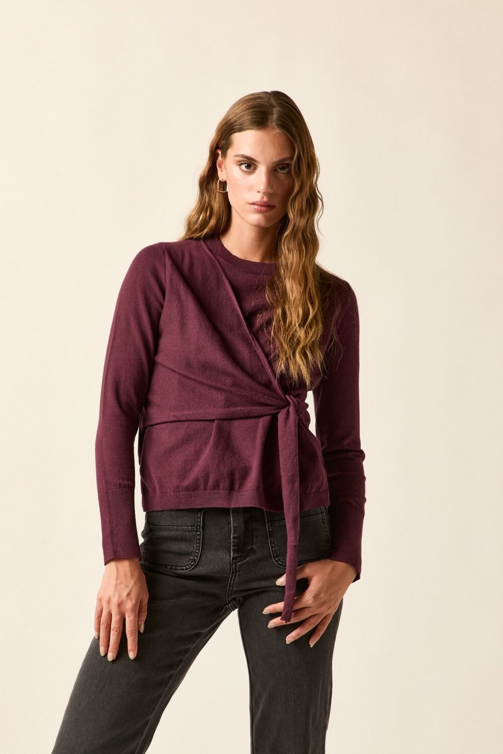 Jersey nudo lateral berenjena