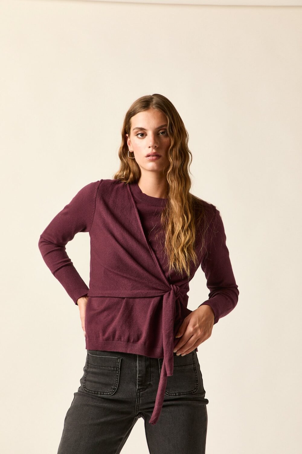 Jersey nudo lateral berenjena