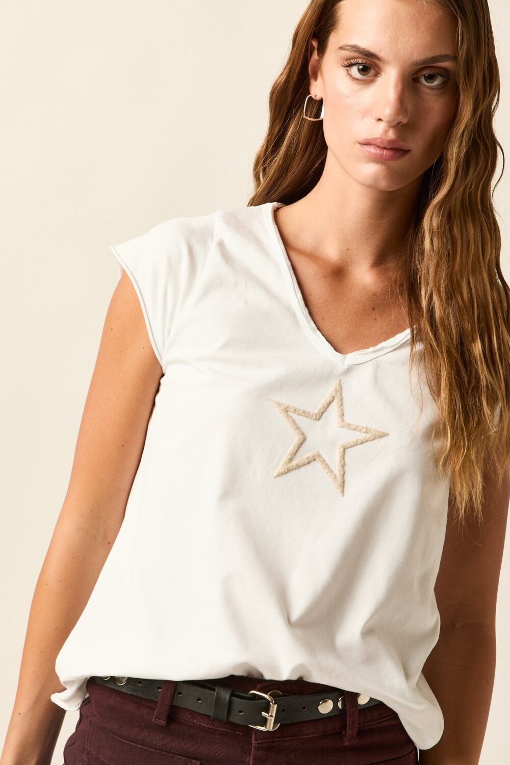 Camiseta estrella Blanco/Beige