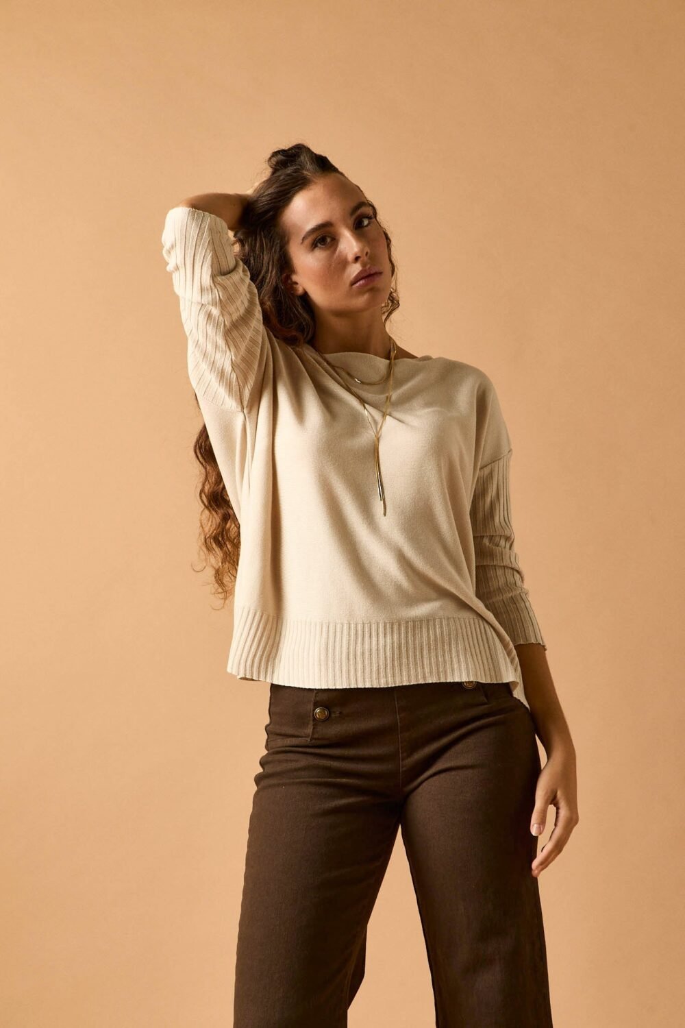 Jersey manga canale beige