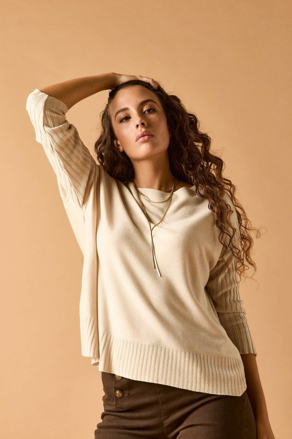 Jersey manga canale beige