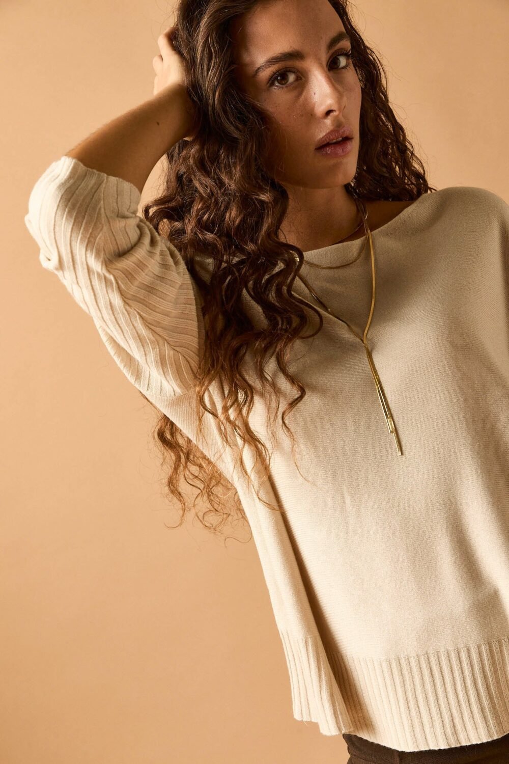 Jersey manga canale beige