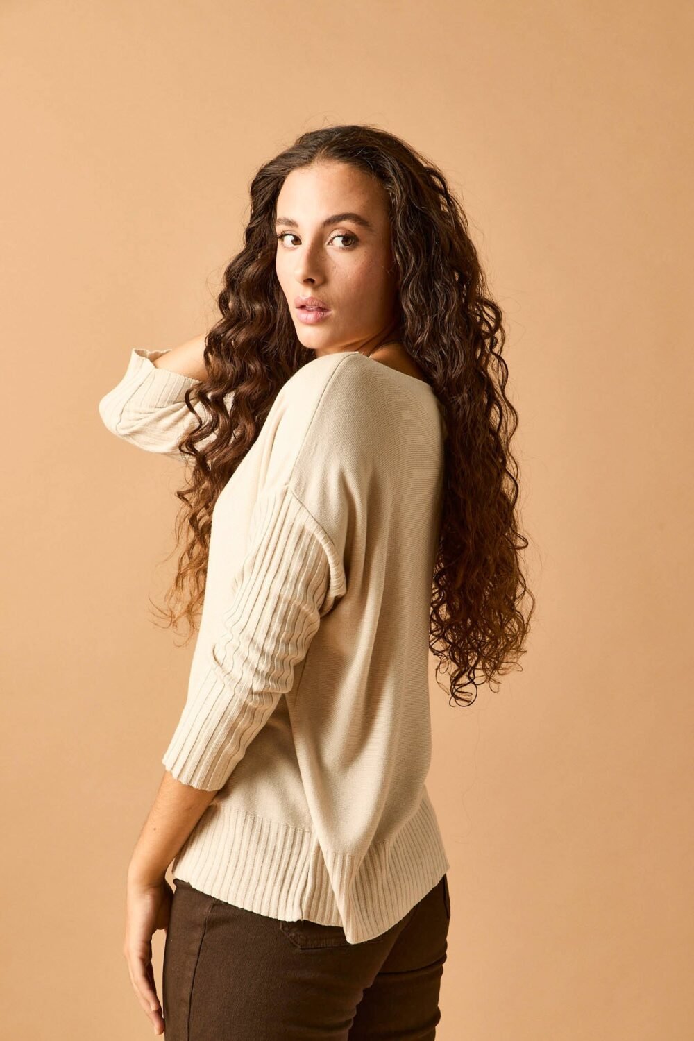 Jersey manga canale beige