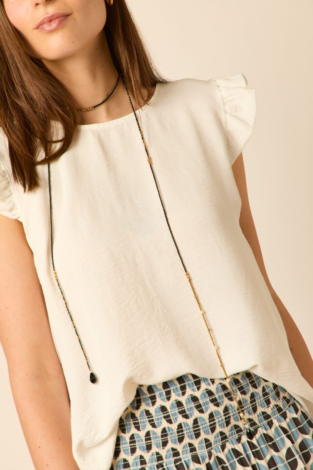 Blusa manga volante Blanco