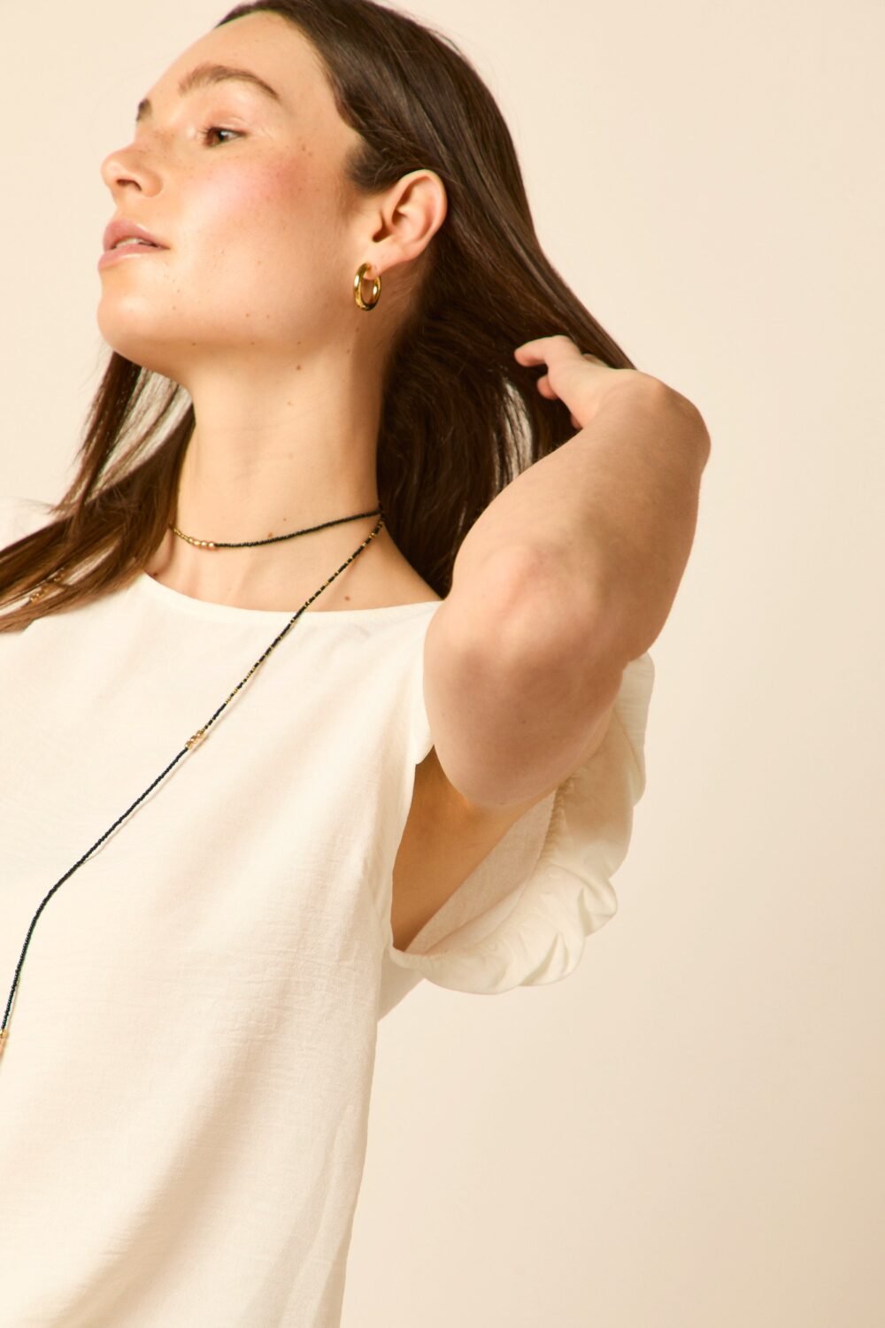 Blusa manga volante Blanco