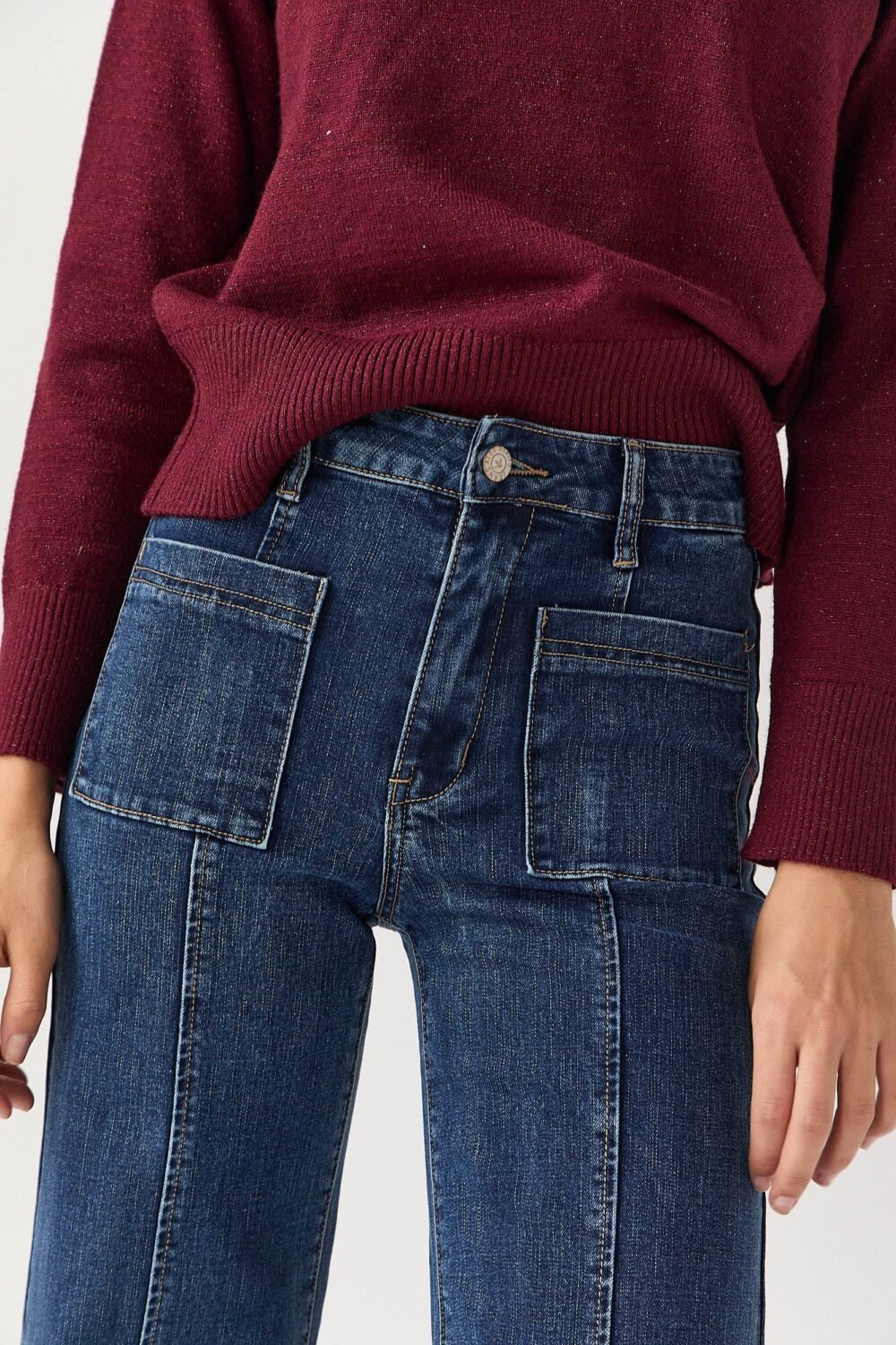 Jeans costura bolsillos azul