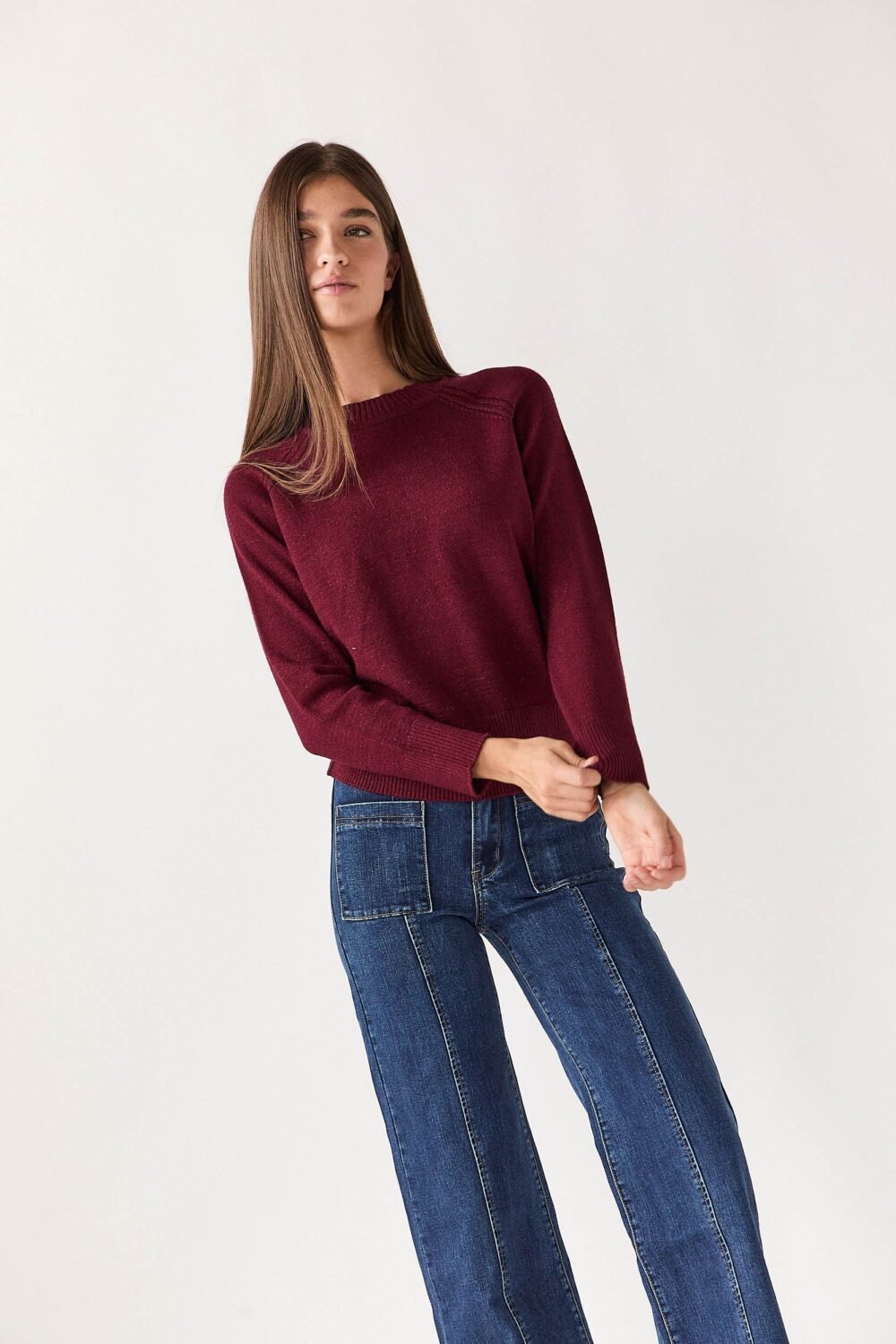 Jeans costura bolsillos azul