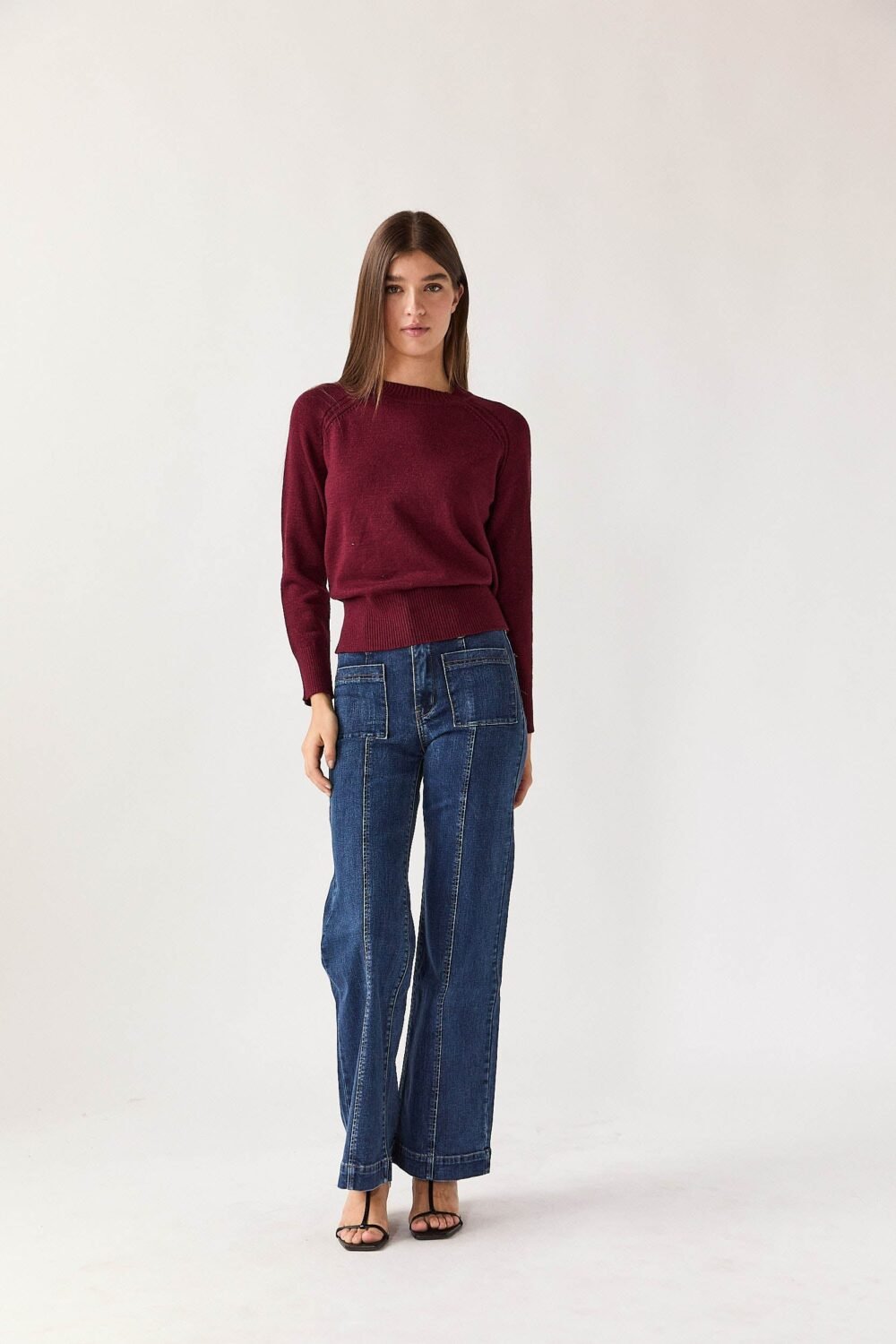 Jeans costura bolsillos azul