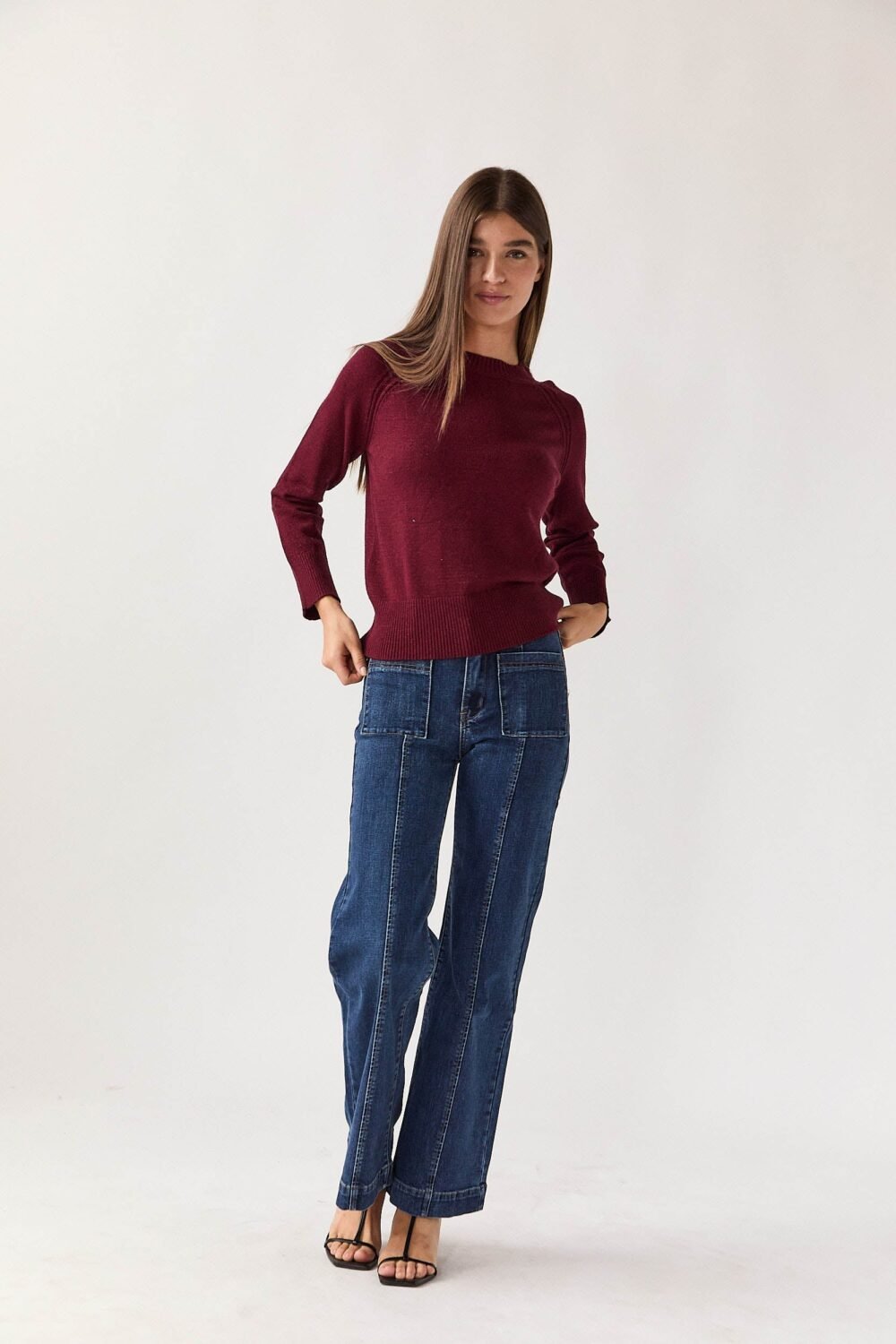 Jeans costura bolsillos azul