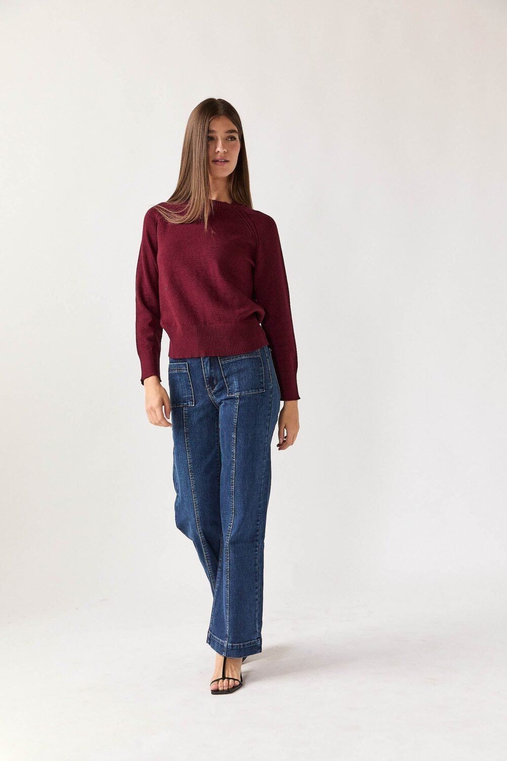 Jeans costura bolsillos azul