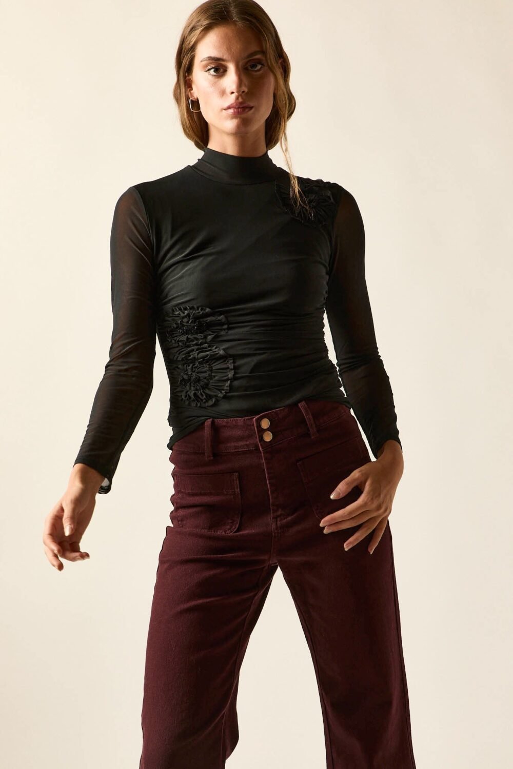 Jeans pockets burdeos