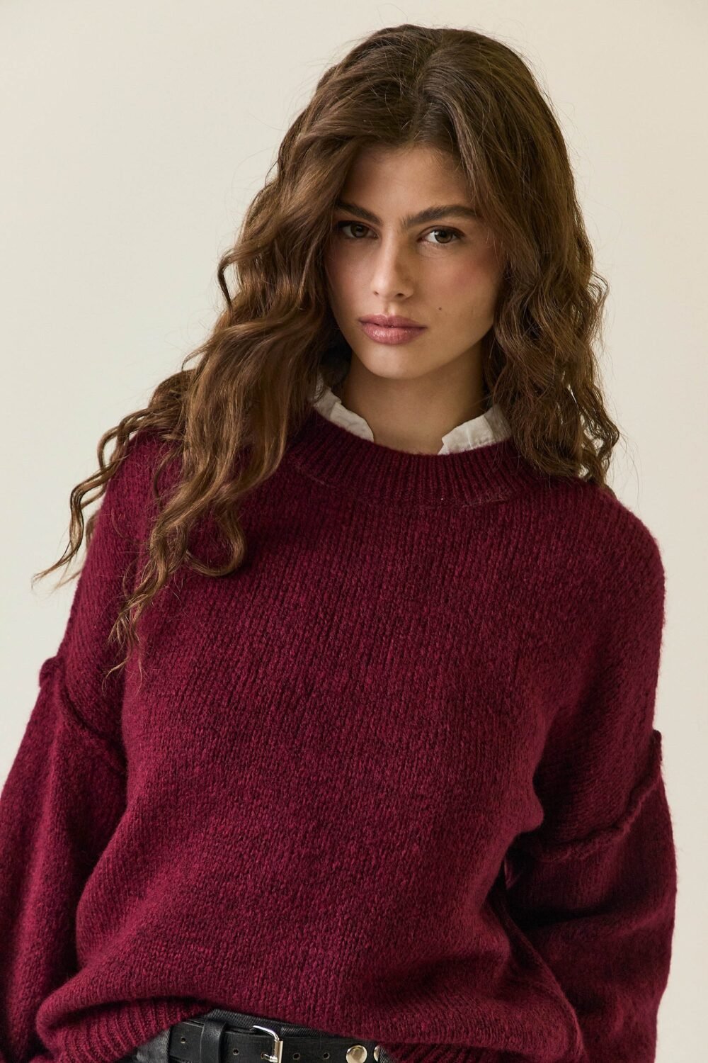 Jersey oversize ribete Vino