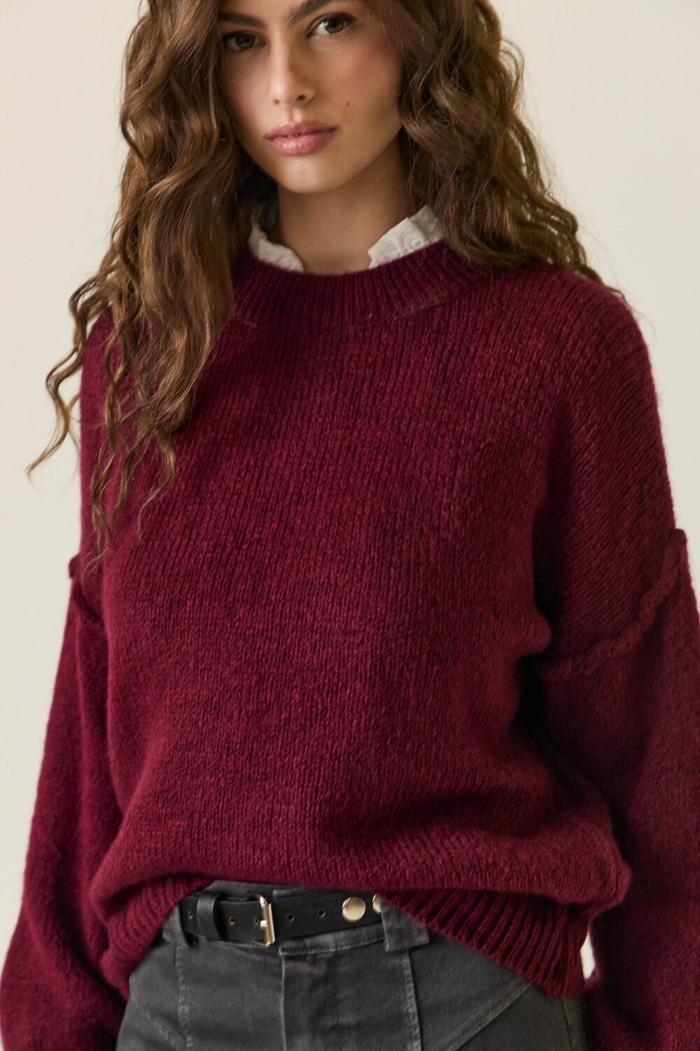 Jersey oversize ribete Vino