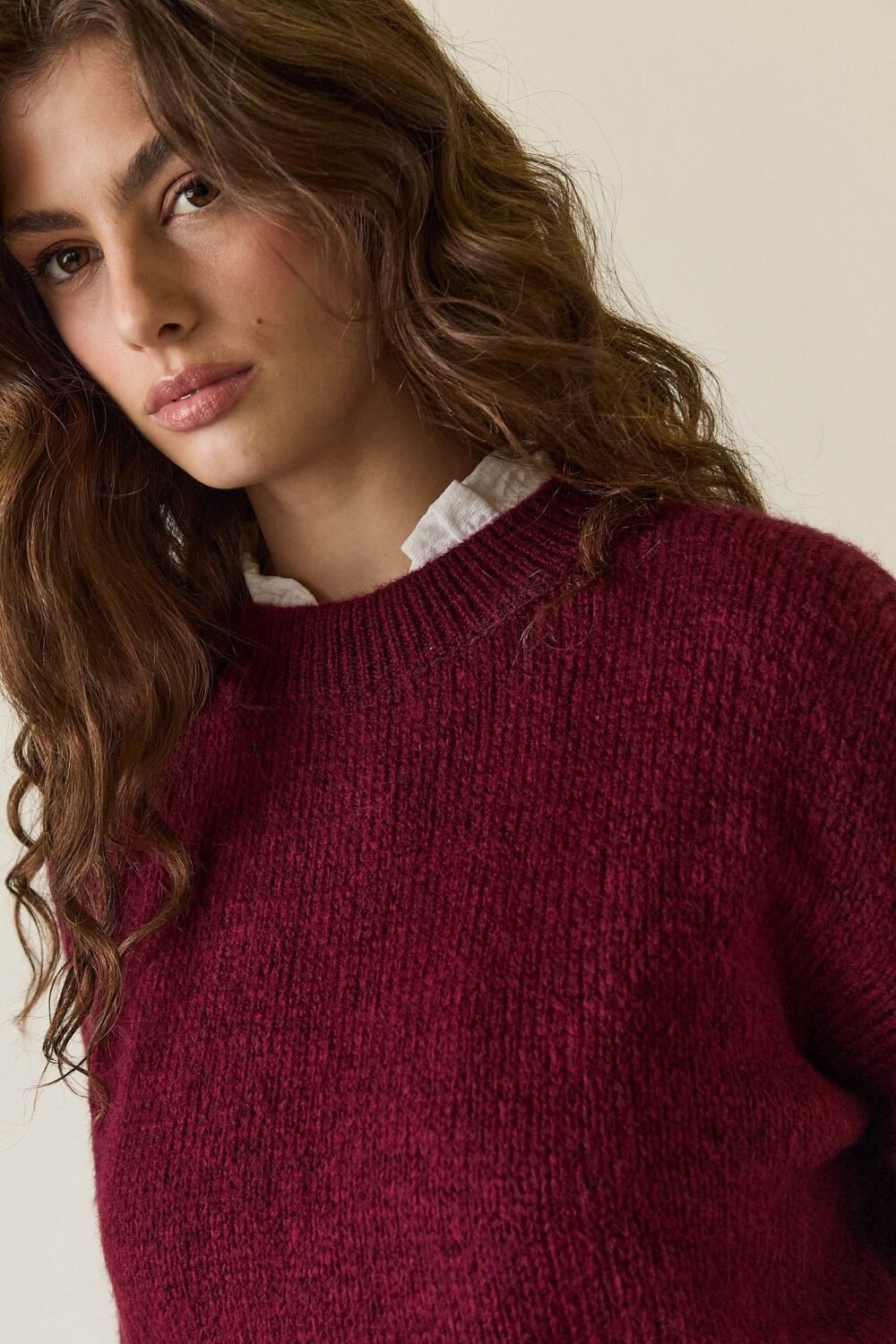 Jersey oversize ribete Vino