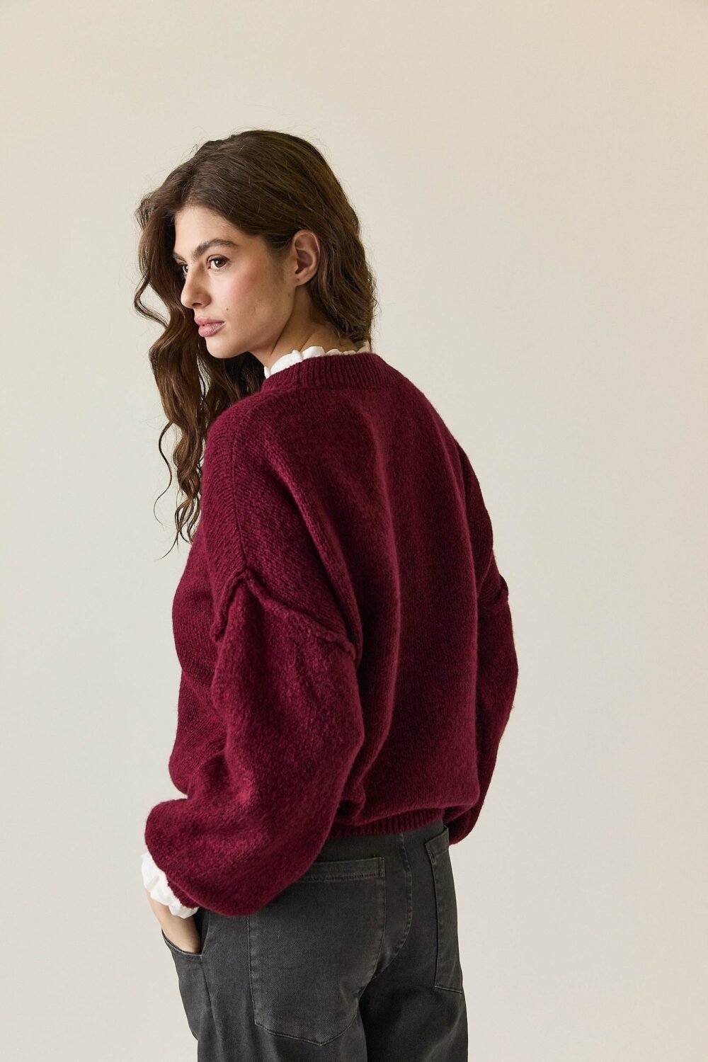 Jersey oversize ribete Vino