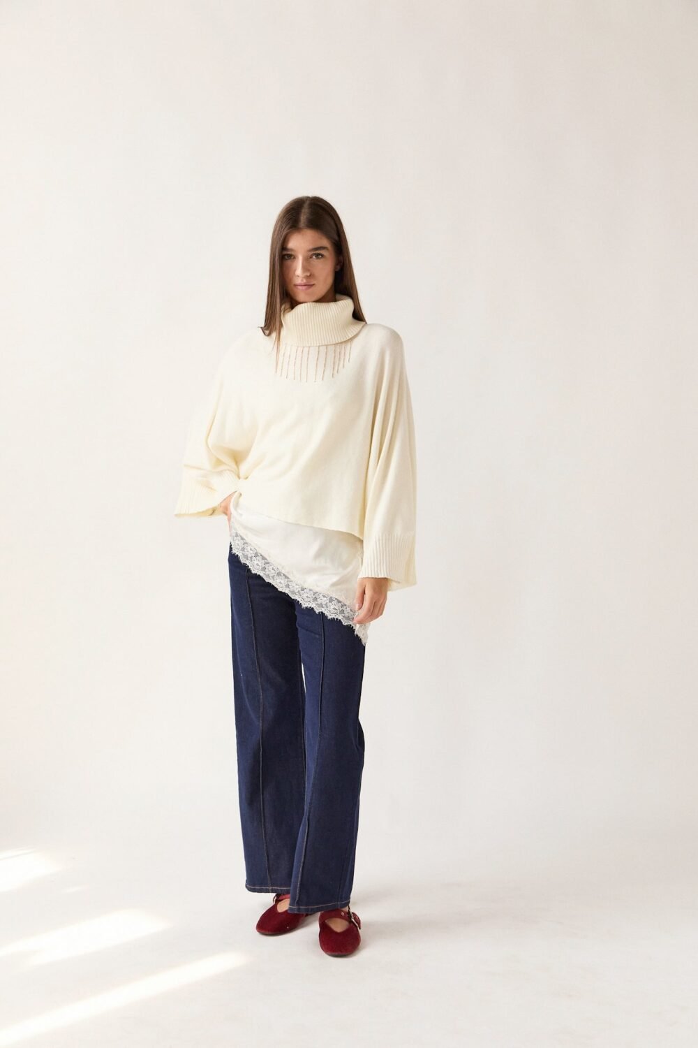 Jersey capa cuello vuelto crudo